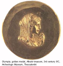 Olympia, golden medal, Albukir treasure, 3rd century BC, Archeologic Museum, Thessaloniki